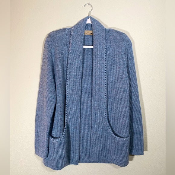Peruvian Link 100% Alpaca Sweater Cardigan in Blue with pockets NWOT - Picture 1 of 9